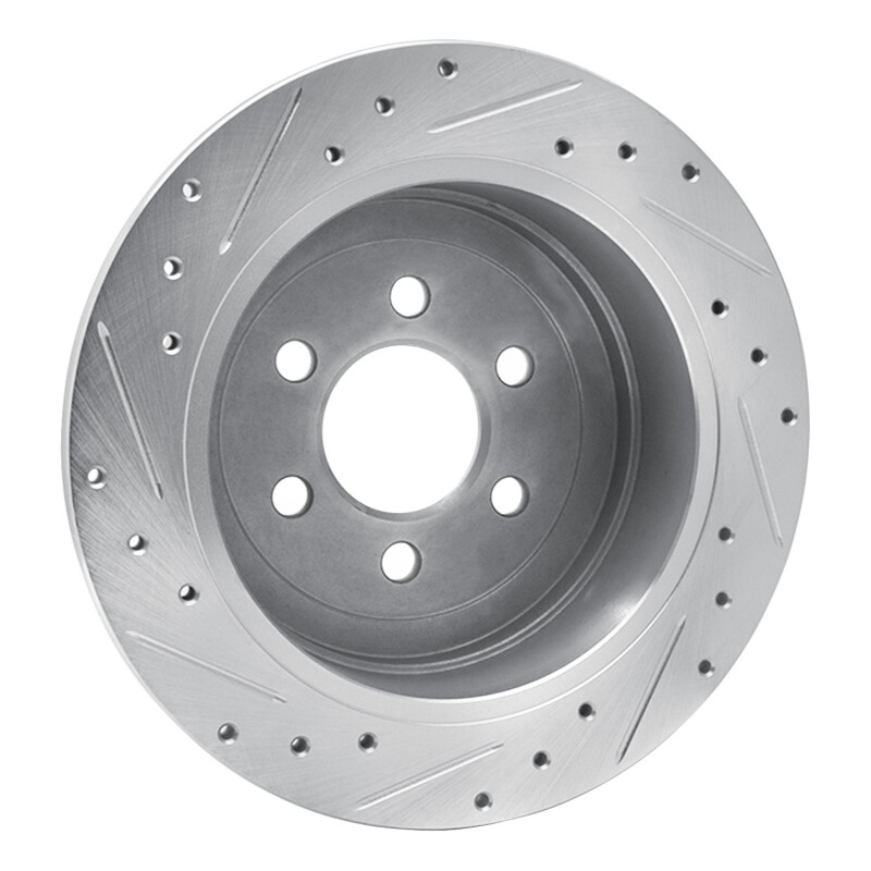 Dodge Dakota Brake Rotor (1) - Rear Right - R1 Concepts - Drilled & Slotted - Silver - `03-`04